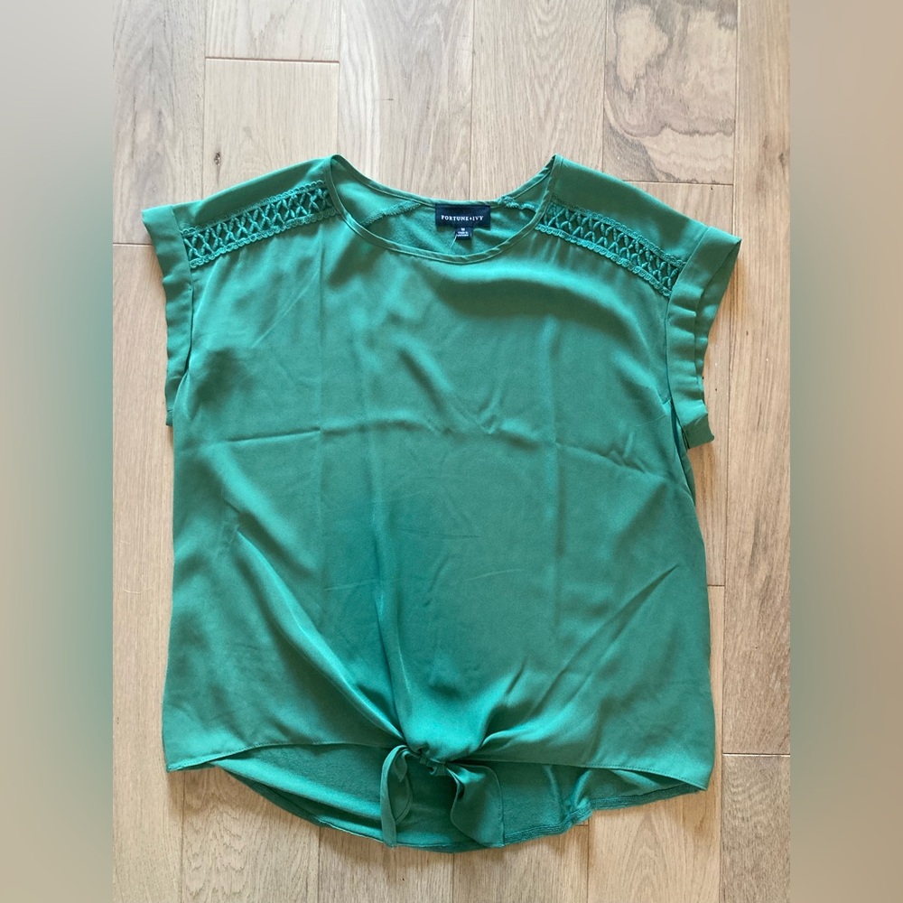 Cute Green Blouse with Shoulder Details